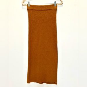 Aritizia brown fuzzy knit midi split skirt Size XS